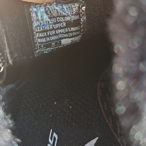 Skechers Black Leather Fur-Lined Ankle Boots Slip-On Comfort Shoes Size 8.5 - Picture 6 of 6